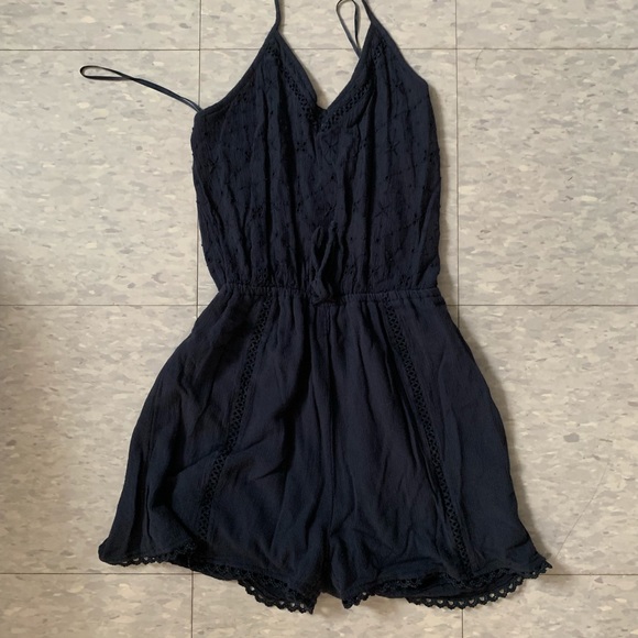Navy Blue Halter Romper - Picture 3 of 8